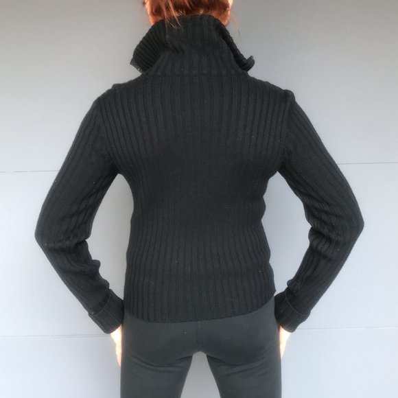 Context leather/Merino wool high neck jacket - Picture 3 of 7